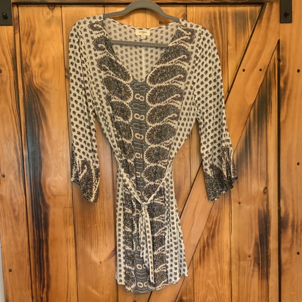 Umgee Blue and White Patterned Dress